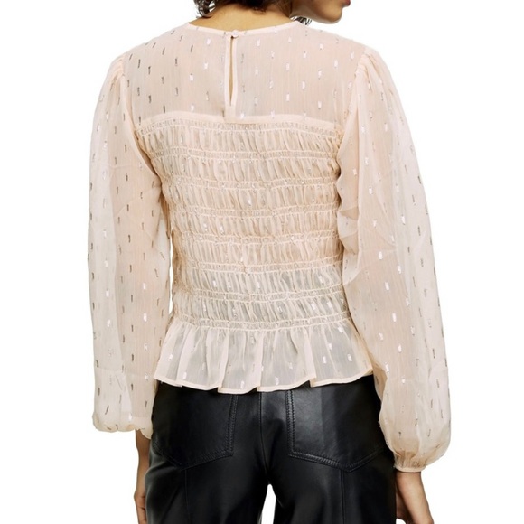 NEW TOPSHOP METALLIC SMOCKED TOP - Picture 6 of 8